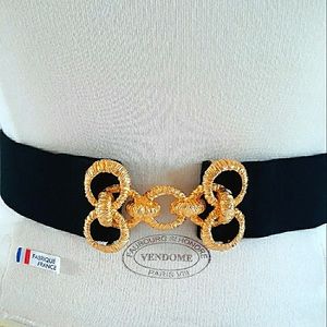 Ben Reig vintage gold link leather backed fabric belt 12